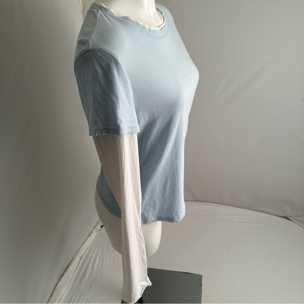 Express faux layer blue and white long sleeve layered style t-shirt - Picture 2 of 10